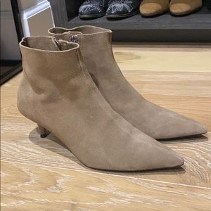 Zara suede low heel pointed boots 36 taupe